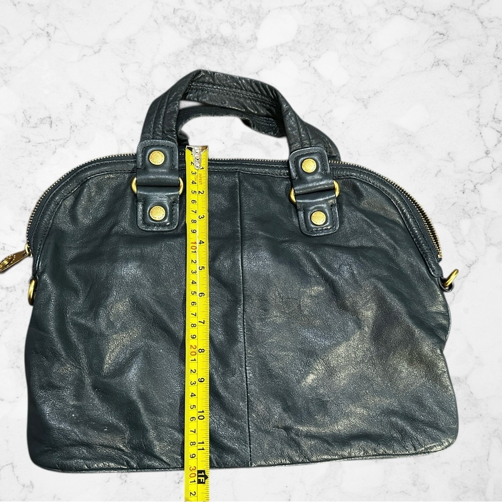 Marc by Marc Jacobs Turnlock Leather Satchel Y2K Boho Quiet Luxury Navy - Picture 6 of 10